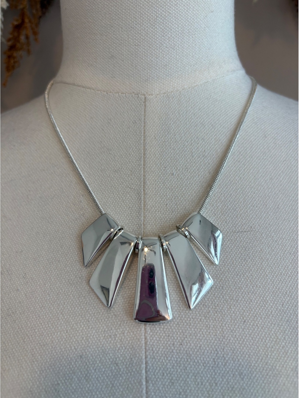 Nine West Silver Tone Geometric Pendant Necklace